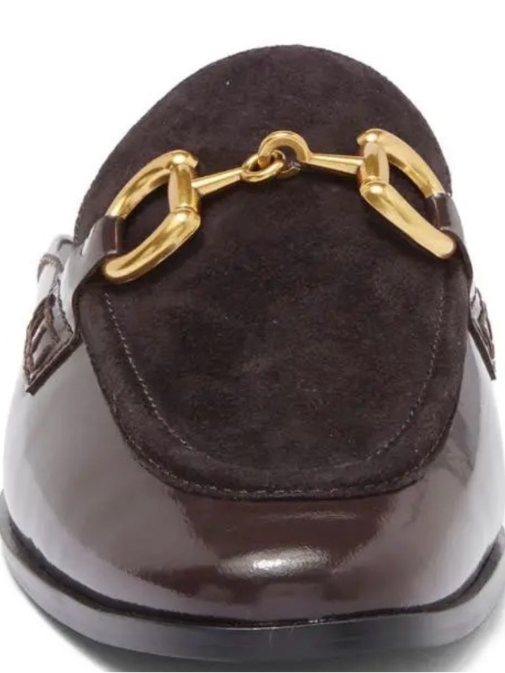 Jeffrey Campbell Dark Brown Leather & Suede Mule with Gold Horsebit - Picture 2 of 5
